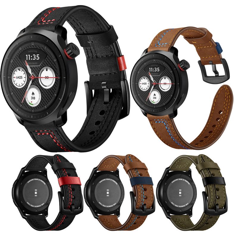 Motorola Smartwatch Accessories - Leather Watch Strap for Motorola Moto